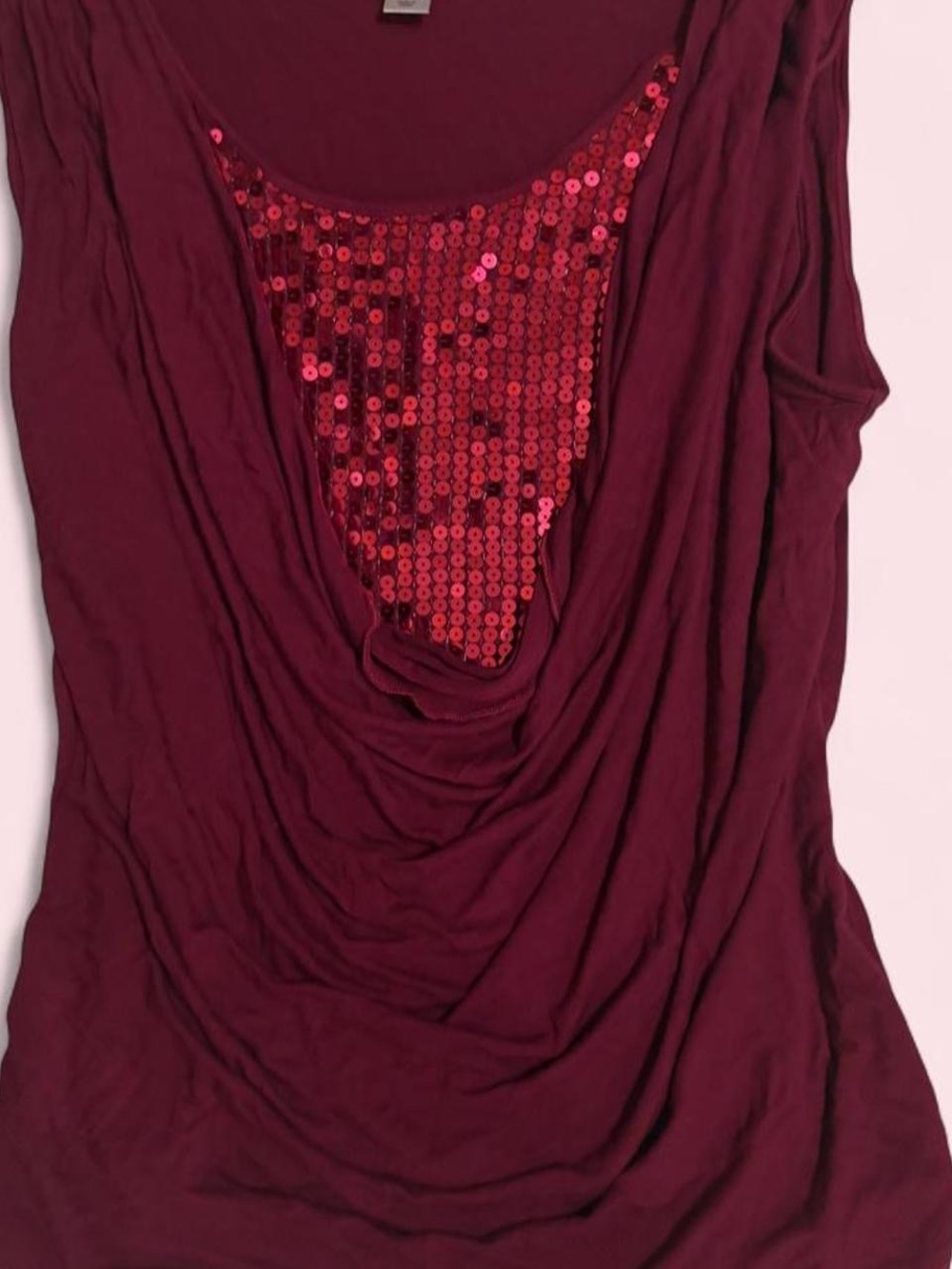 Worthington Sequin-Trim Draped Tank Top